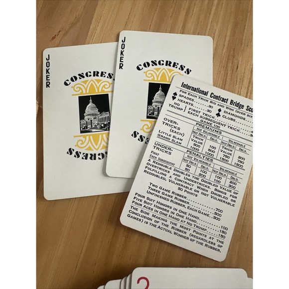 Vintage Congress Poker / Bridge Playing Card Deck With Storage Box - Picture 4 of 6